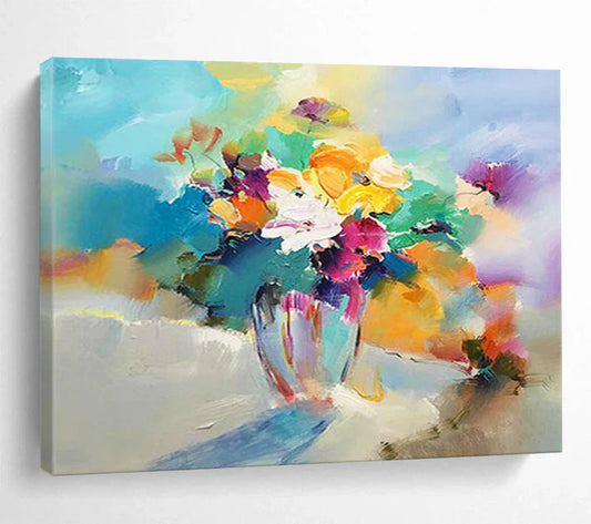 An Insightful Appreciation of the Colorful Flower Bouquet - Impressionist Still Life Painting On Canvas DLZ191