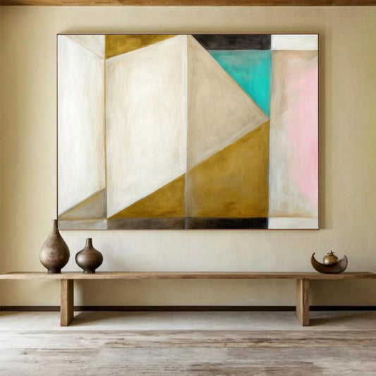 “Geometric Color Blocks” – Minimalist Abstract Acrylic Painting CT1779