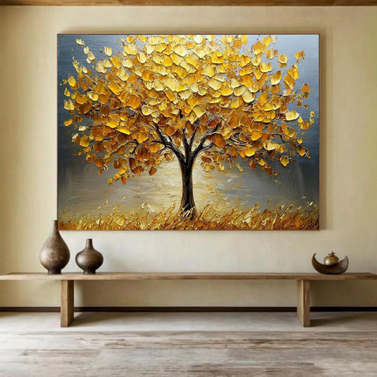 “Golden Autumn Tree” – Impasto Landscape Oil Painting CT1767