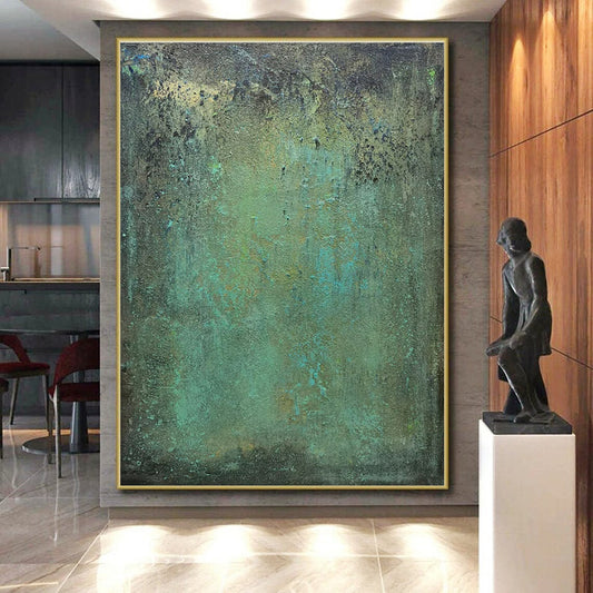 “Teal - Green Textured Patina”,Abstract Textured Art CT0641