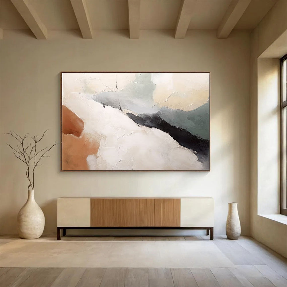 “Subtle Textures” - Soft beiges, grays, browns; layered, muted abstract forms CT1510