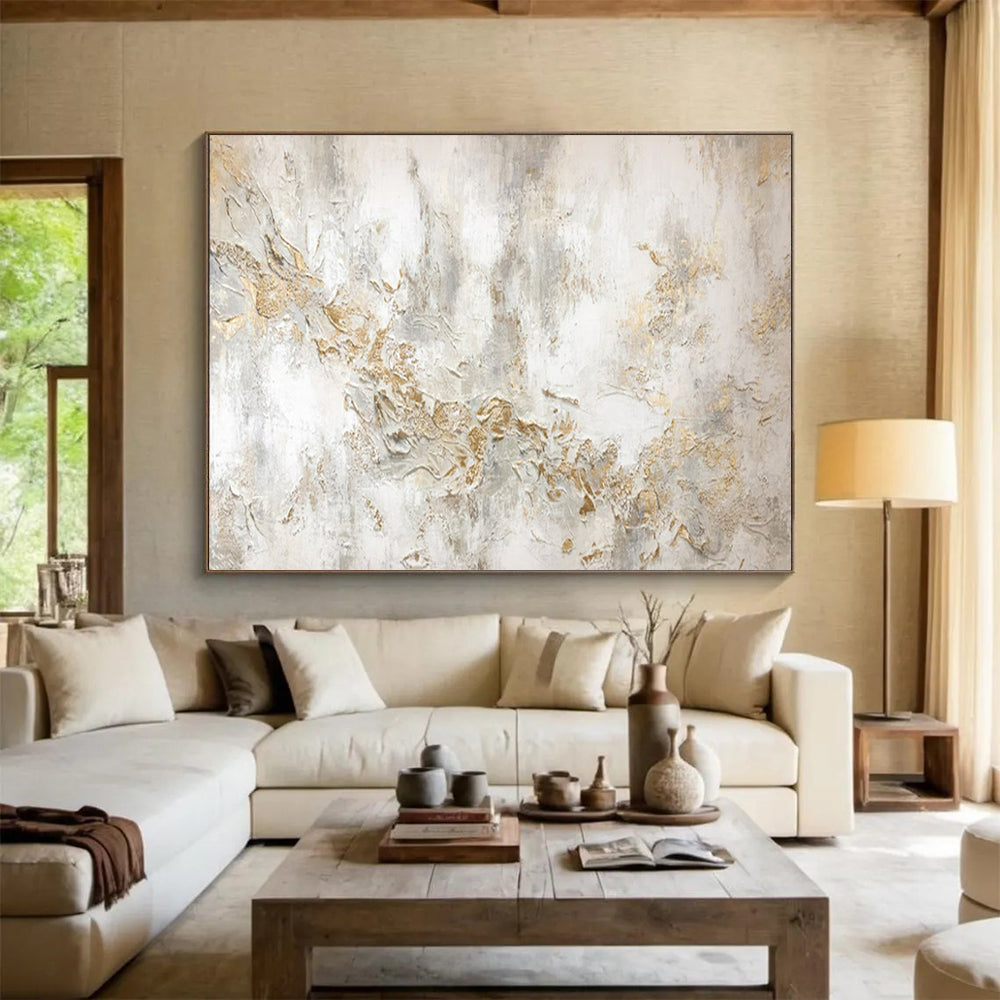 “Light and Gold Abstract” – Textured Abstract Acrylic Painting CT1772