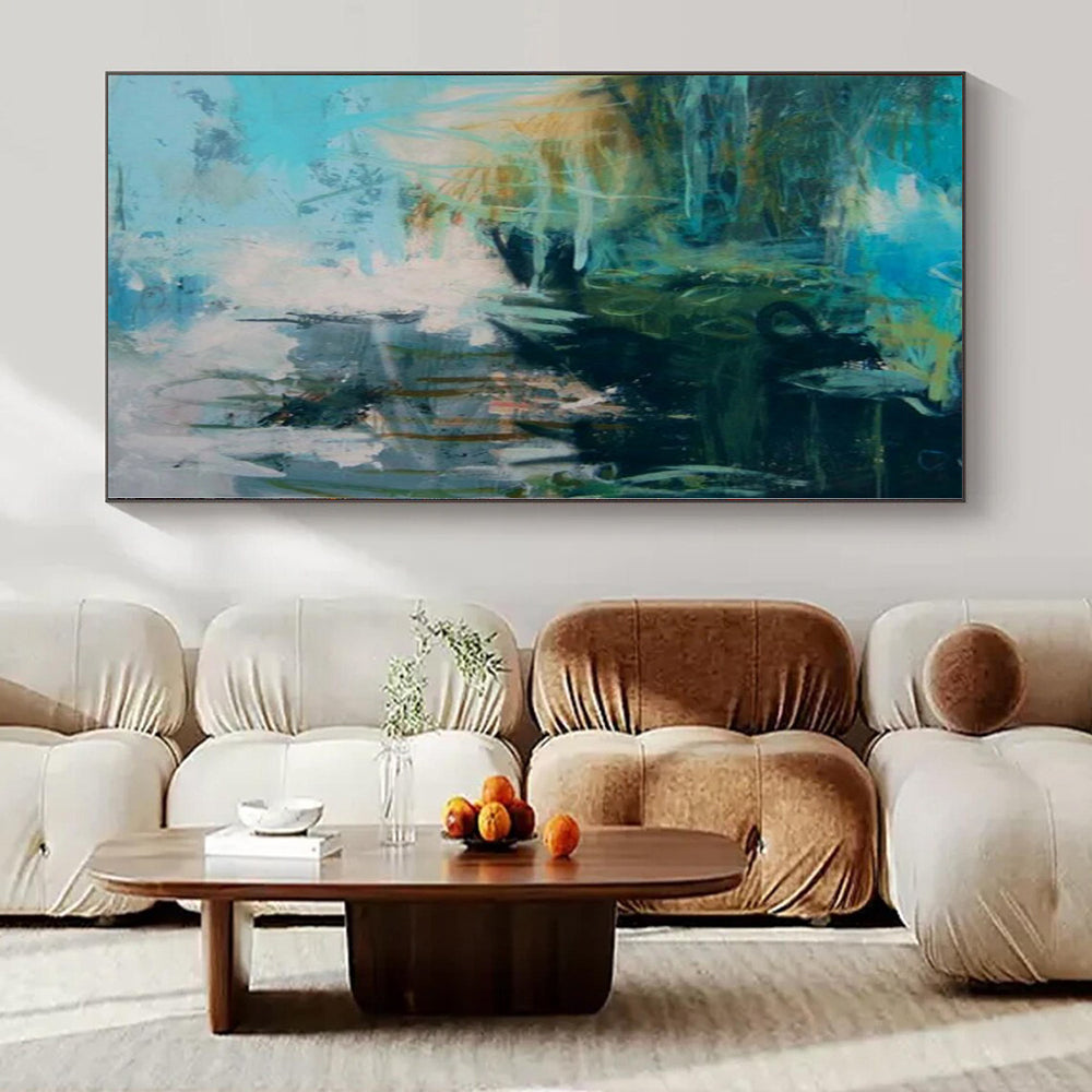 “Teal - Green Abstract Chaos” Impressionistic Acrylic Art CT0196