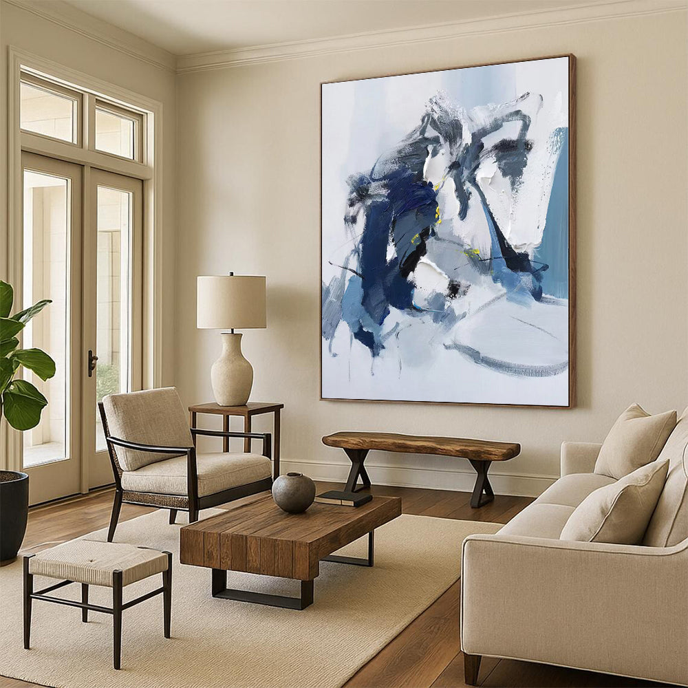 “Blue - White Abstract Figure” - Abstract Figurative Art CT0485