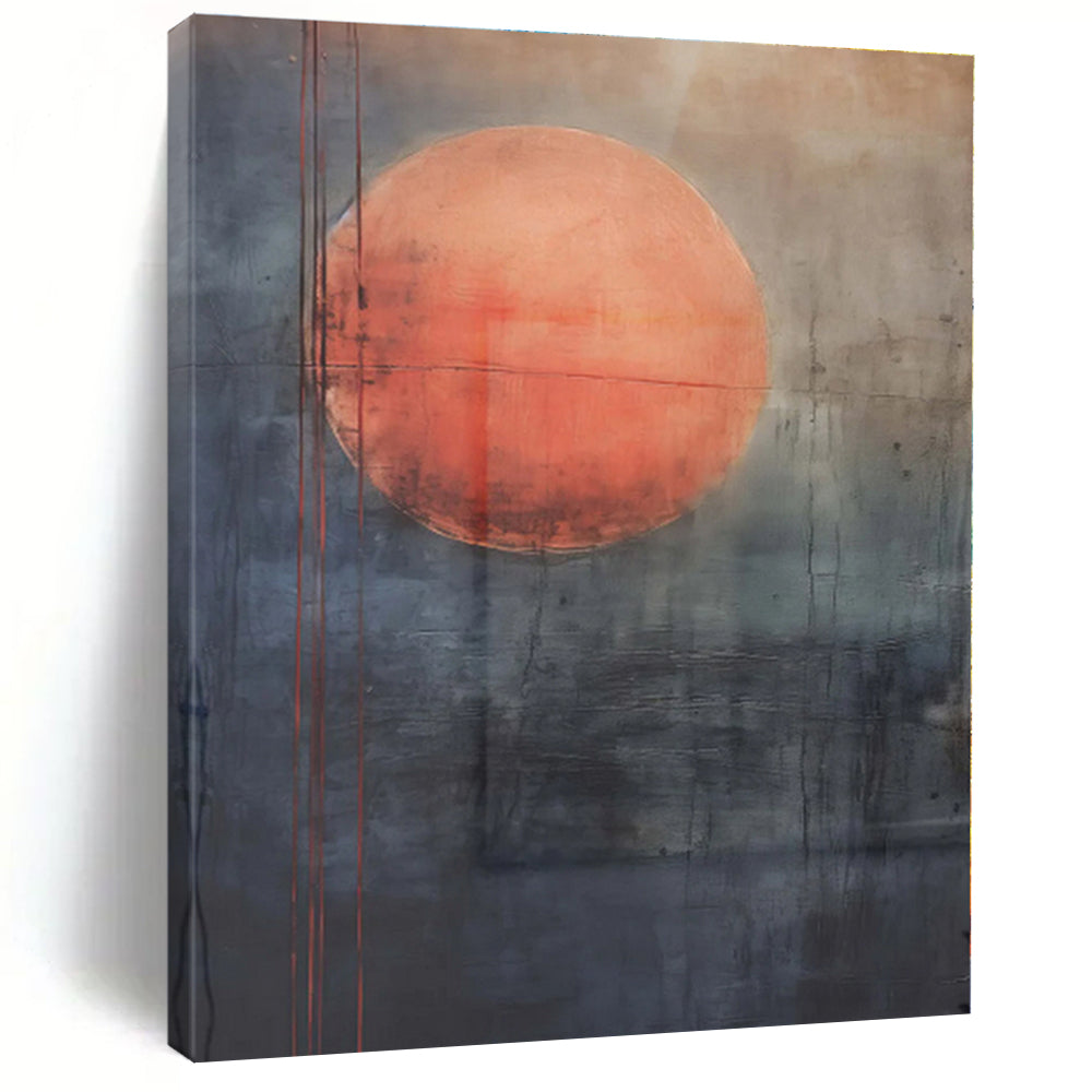 “Red Sun - Gray Sky Abstract” - Abstract Landscape Art CT0452