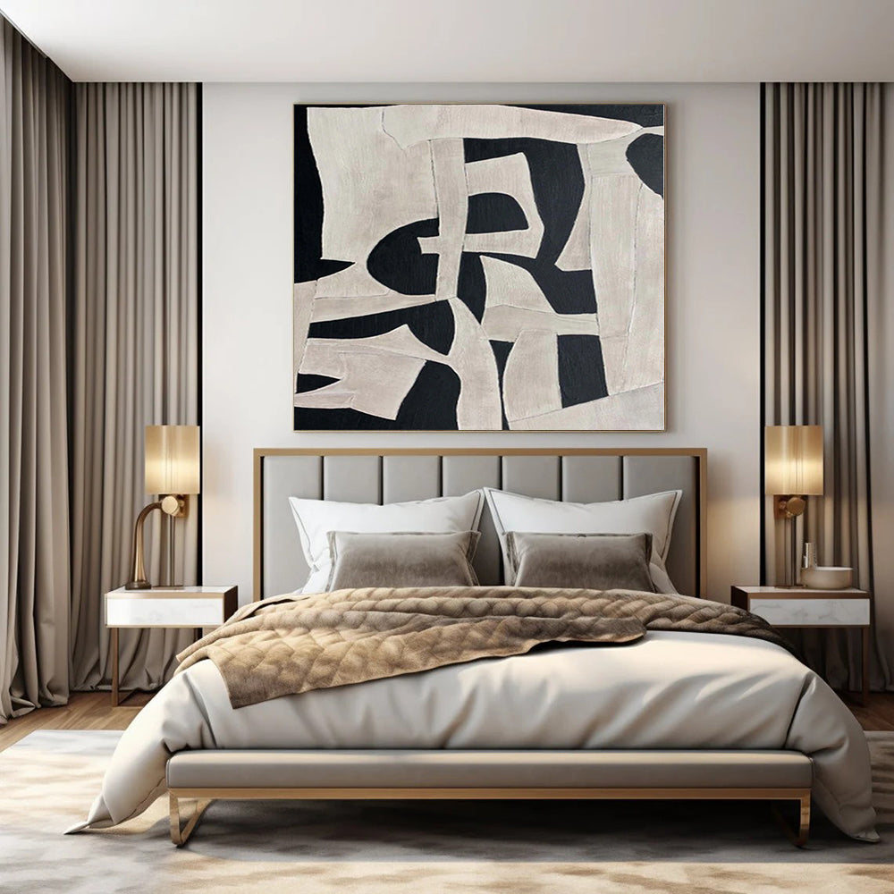 “Black - White Abstract Forms” Abstract Acrylic Painting CT0132