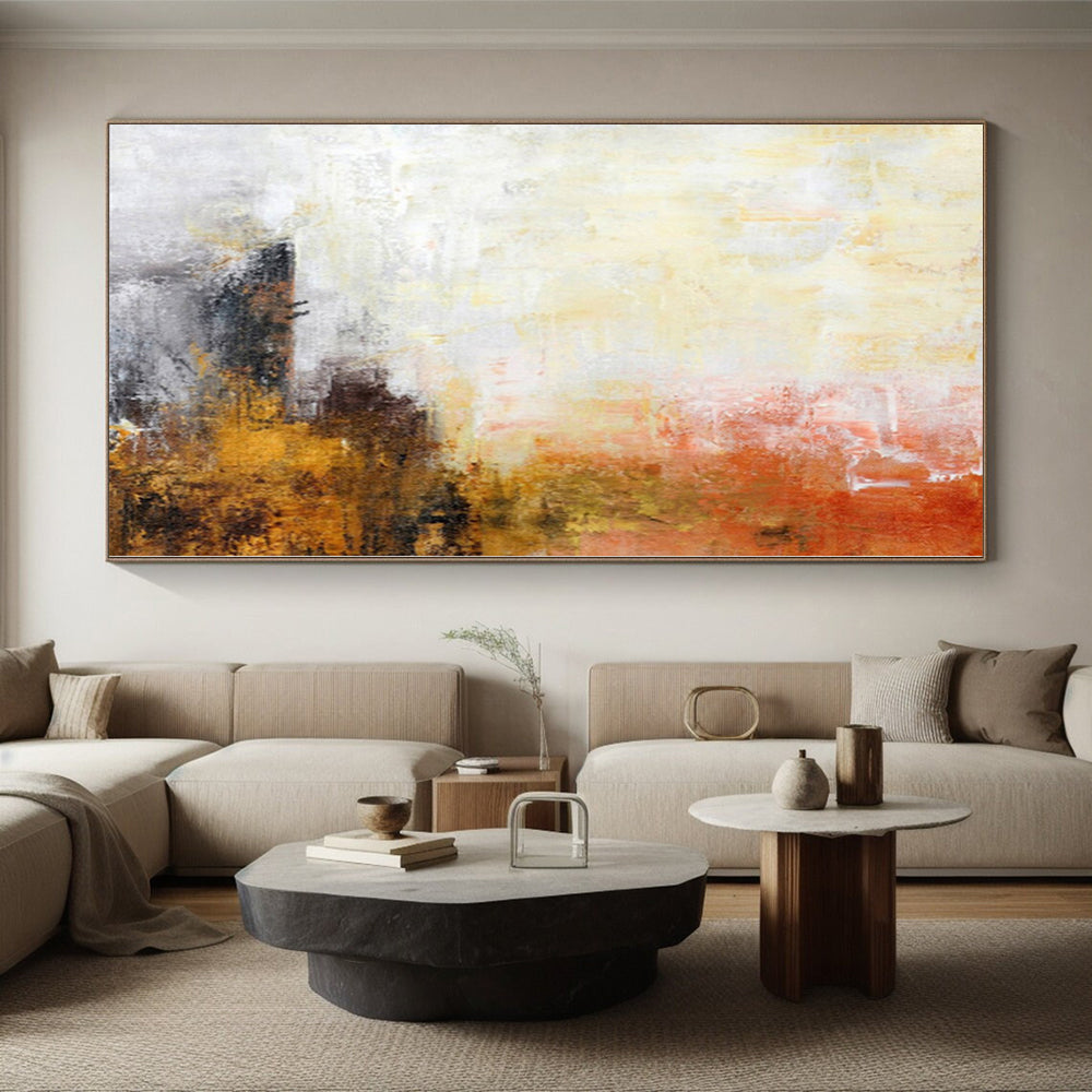 “Sunset Abstraction” - Abstract Painting with Yellow, Orange, Gray, Brown CT0066