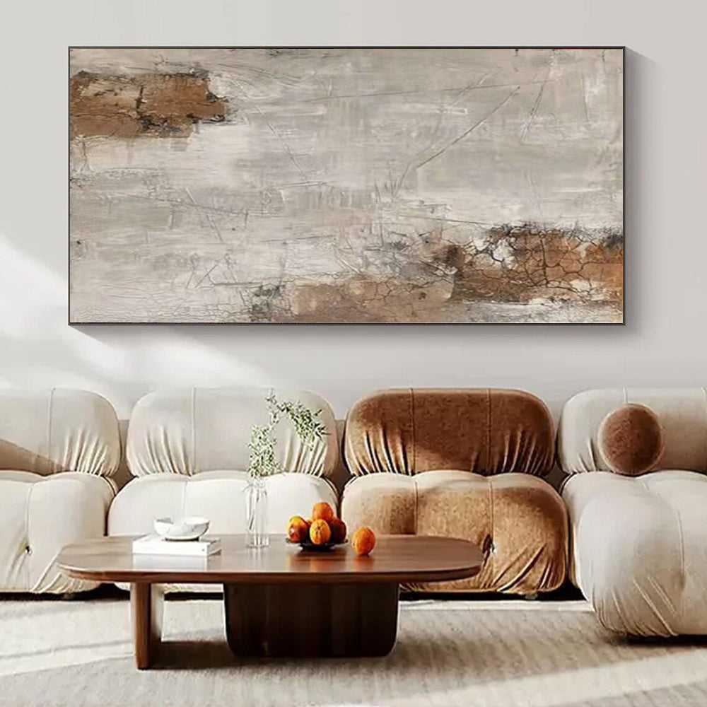 “Crackled Earth Tones” - Abstract Art with Gray, Brown, White CT0105