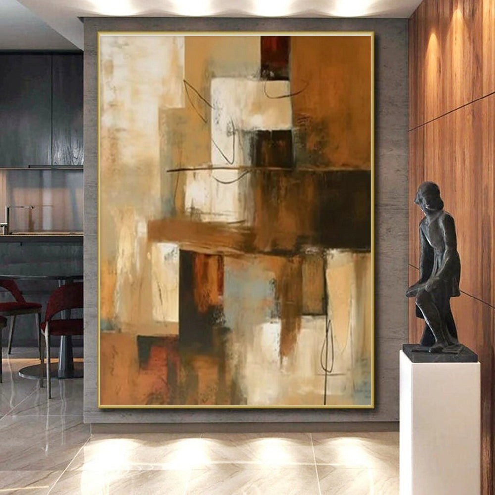 “Brown - Beige Geometric Overlaps”,Constructivist Abstract Art CT0600