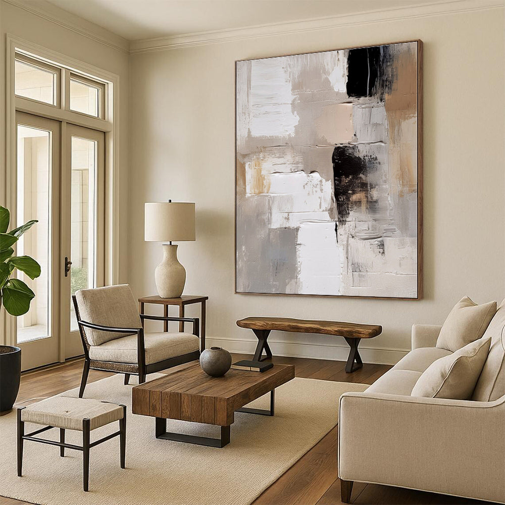 “Neutral - Black Textured Abstraction” - Abstract Expressionist Art CT0442