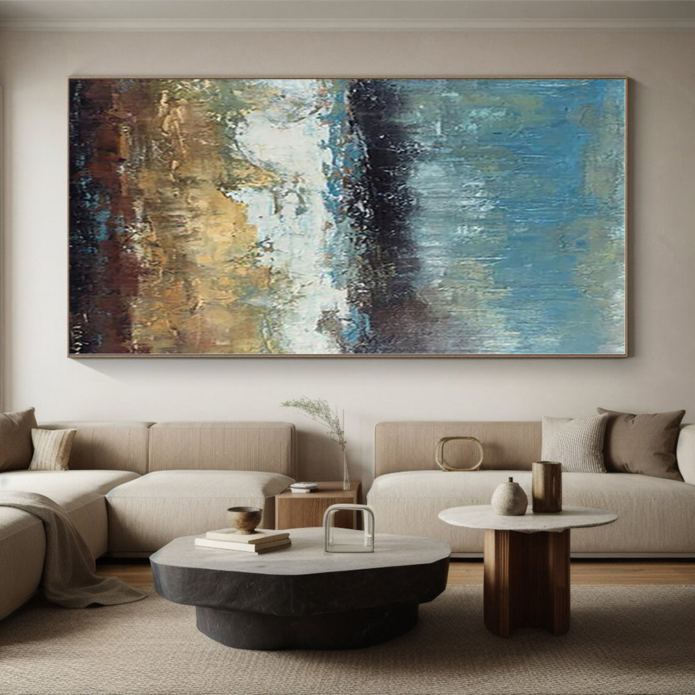 “Blue - Brown Abstract Landscape” - Abstract Impressionistic Art CT0420