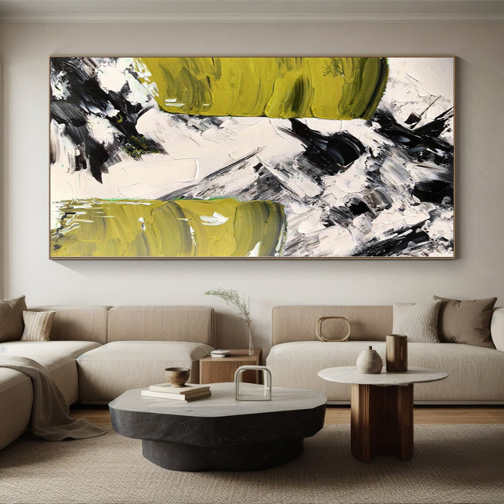 “Bold Green - Black Abstract Textures” Abstract Acrylic Art CT0305