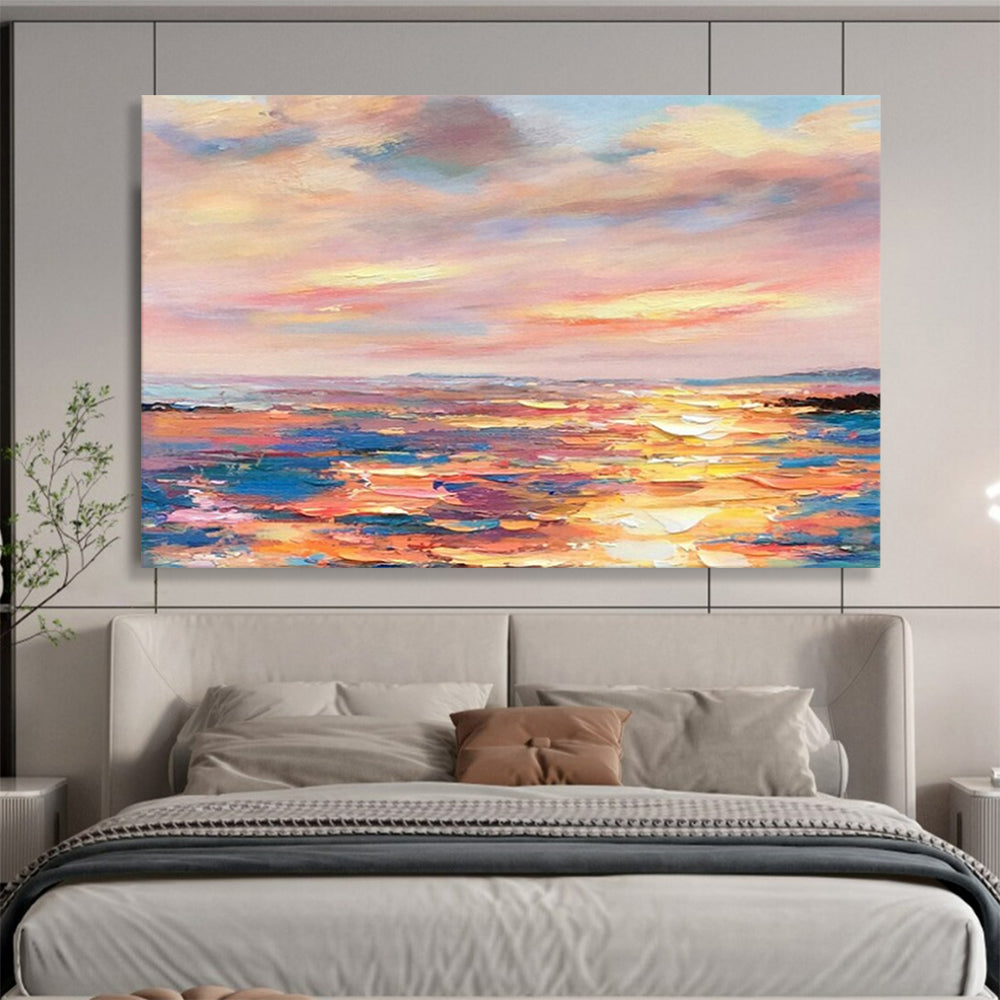 “Sunset Sea Symphony” – Impressionistic Seaside Oil Painting CT1736