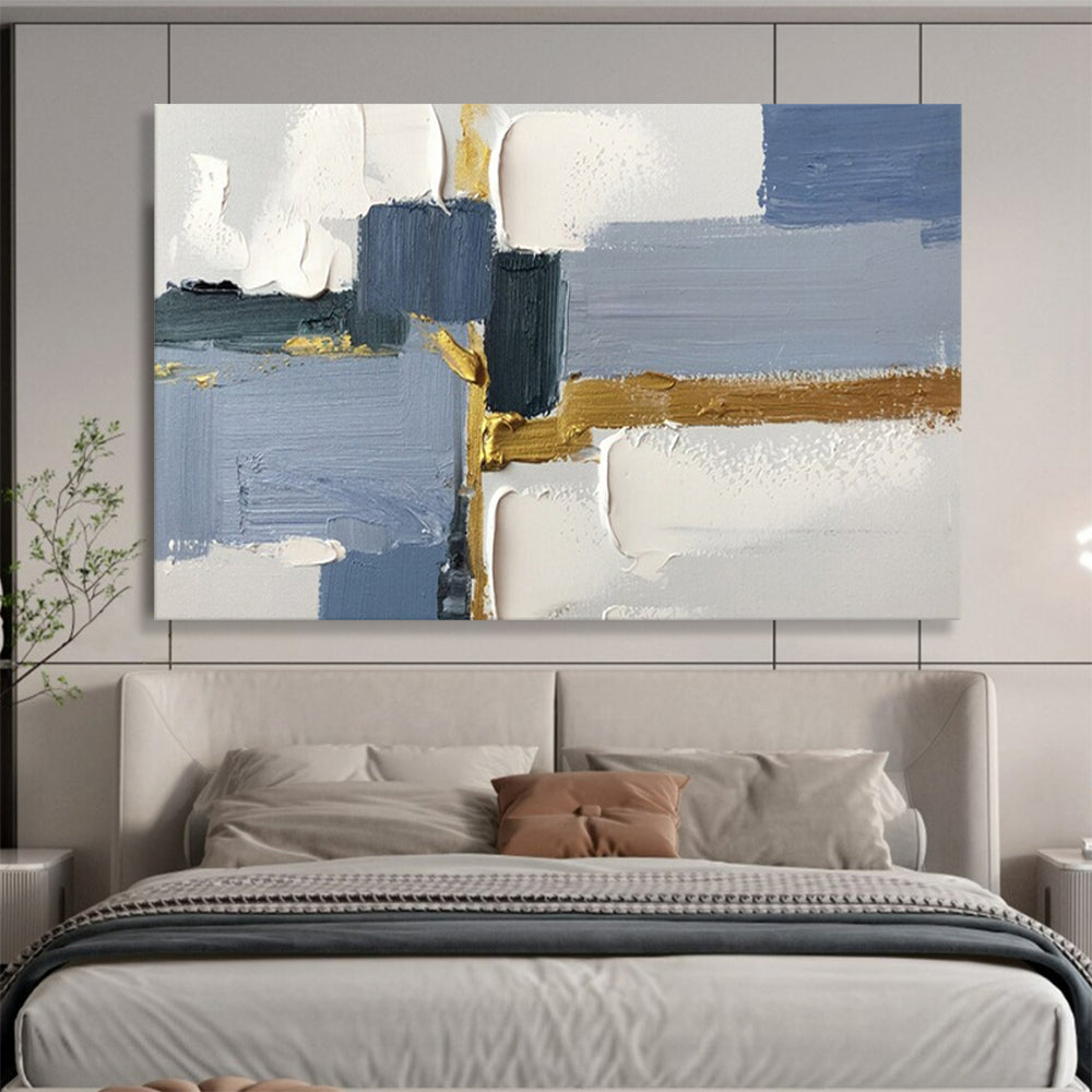 “Gray - Blue Gold Accent” - Gray, blue, gold; simple color blocks with gold lines CT1562