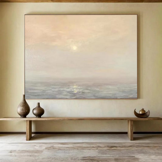 Seascape at dawn/dusk with a soft, glowing sun and calm waters CT1669
