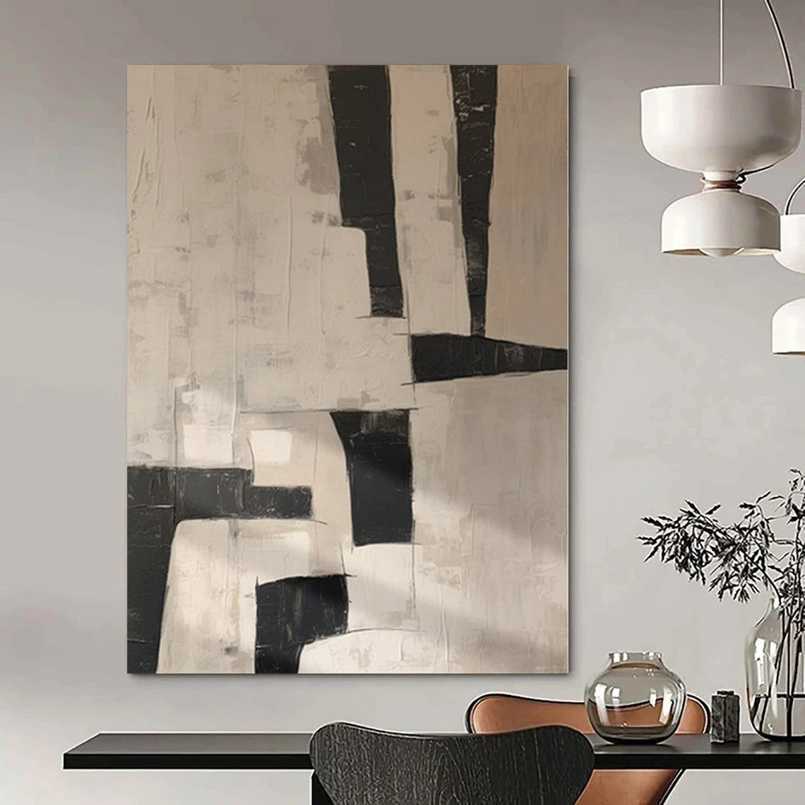 “Black - White Abstract Blocks” Abstract Acrylic Creation CT0123