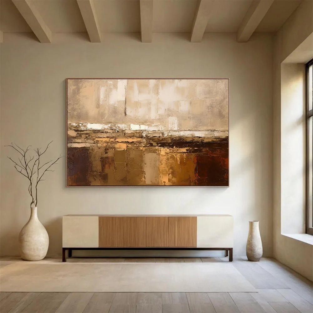 “Earthy Layers” - Browns, beiges, whites; textured, stacked abstract forms CT1504