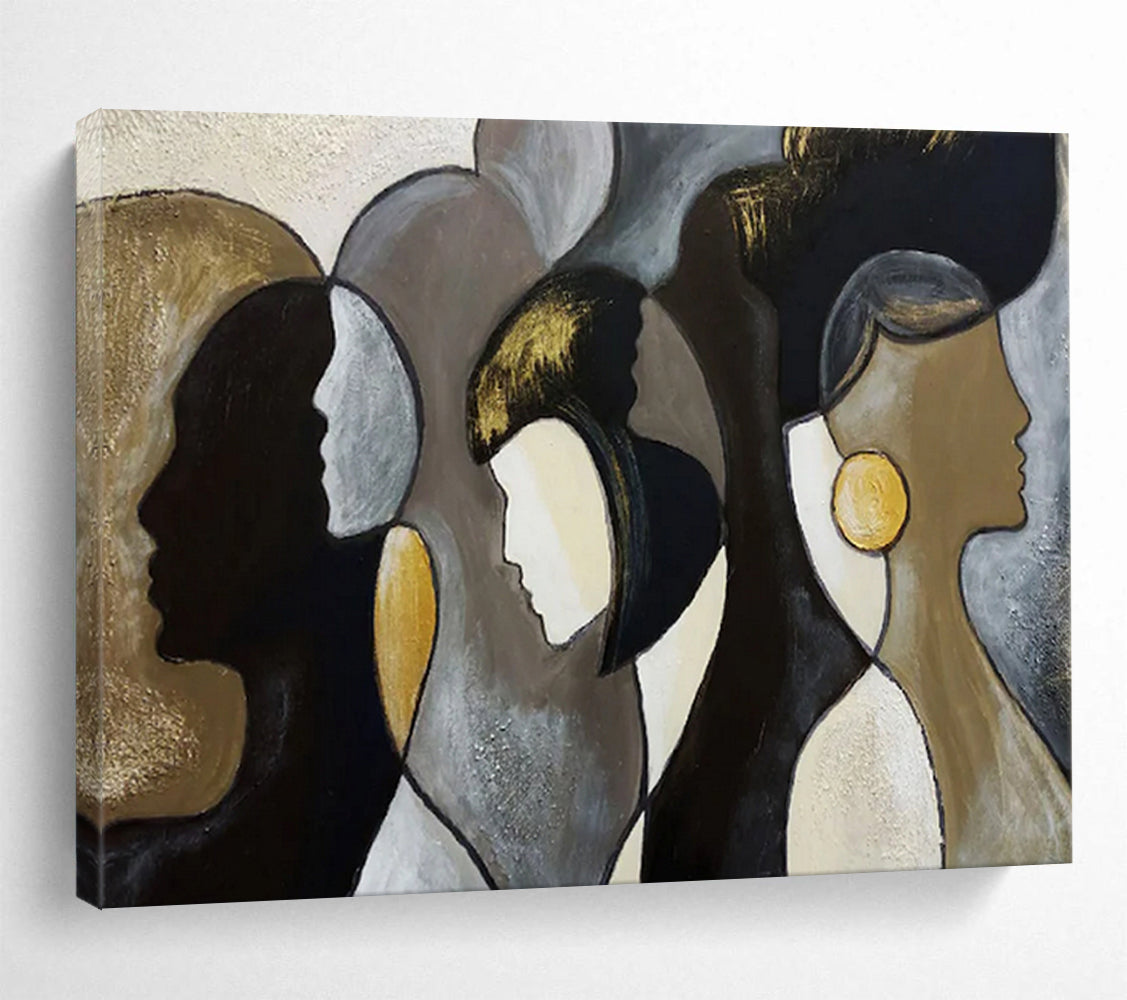 “Elegant Profiles” – Browns, grays, golds forming stylized, overlapping female silhouettes CT1688