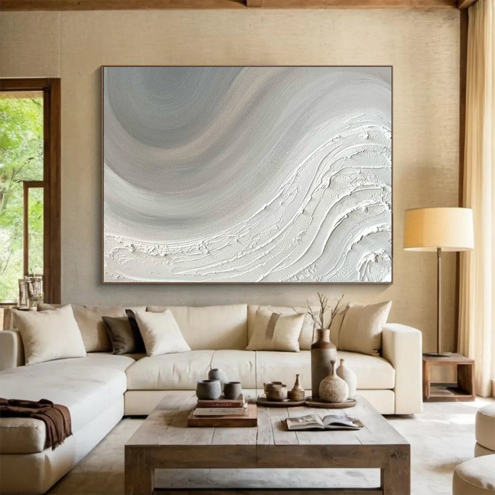 “White Wave” - Shades of grayish white and light gray; smooth wave textures like frost - piled waves CT1527
