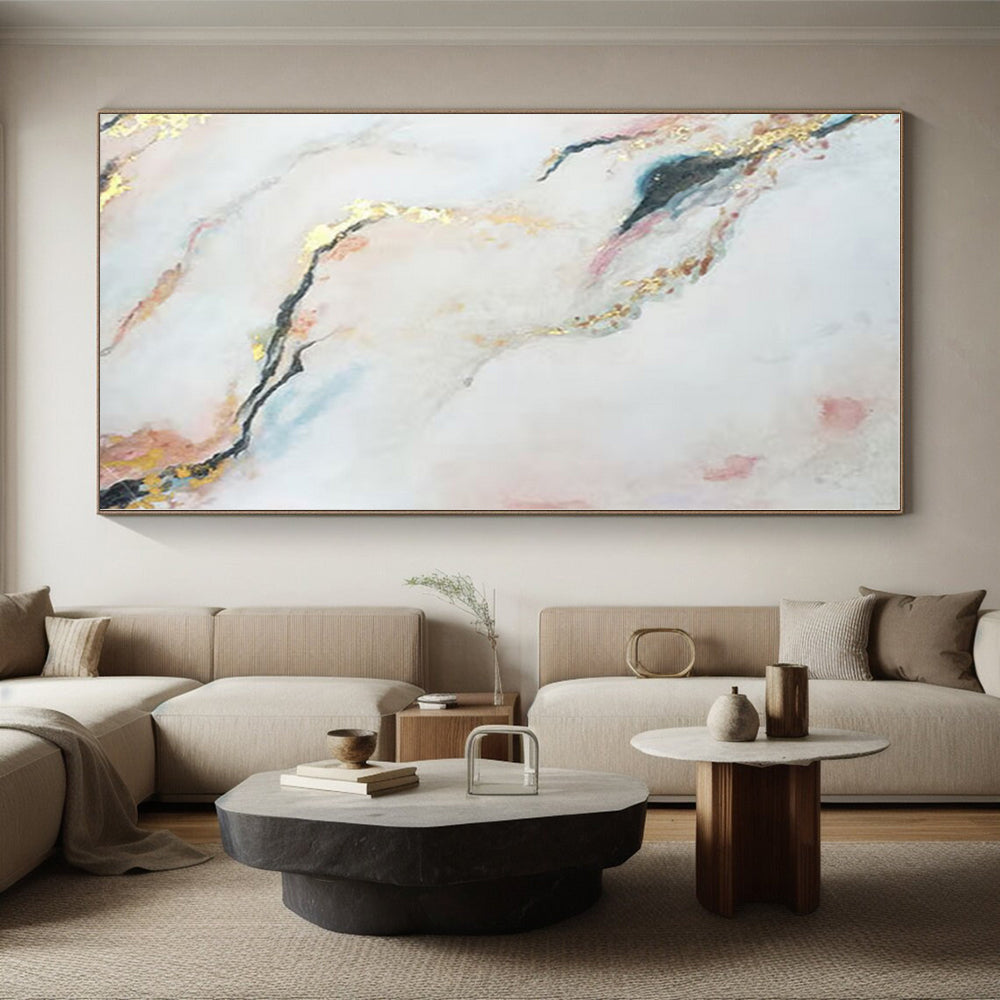 “Pink - Gold - Blue Marbled Abstraction” - Abstract Luxury Art CT0433