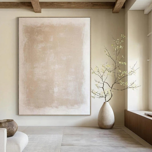 “Soft Beige Textured Simplicity” Abstract Acrylic Work CT0133