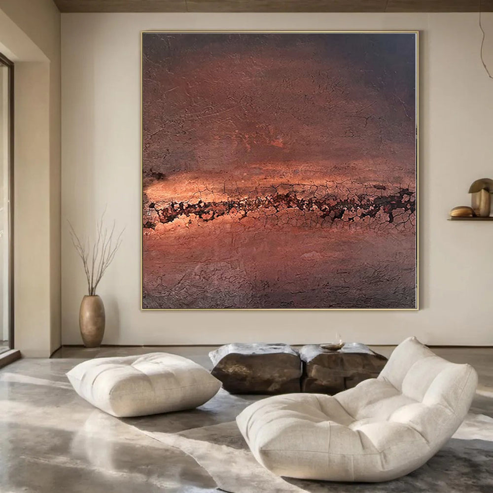 “Rusty Textured Abyss” - Abstract Art with Brown, Orange, Black CT0108