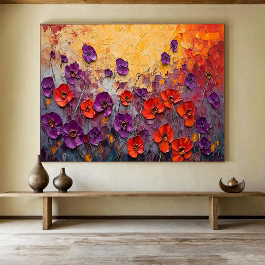 “Impasto Poppies Field” – Textured Floral Oil Painting CT1765