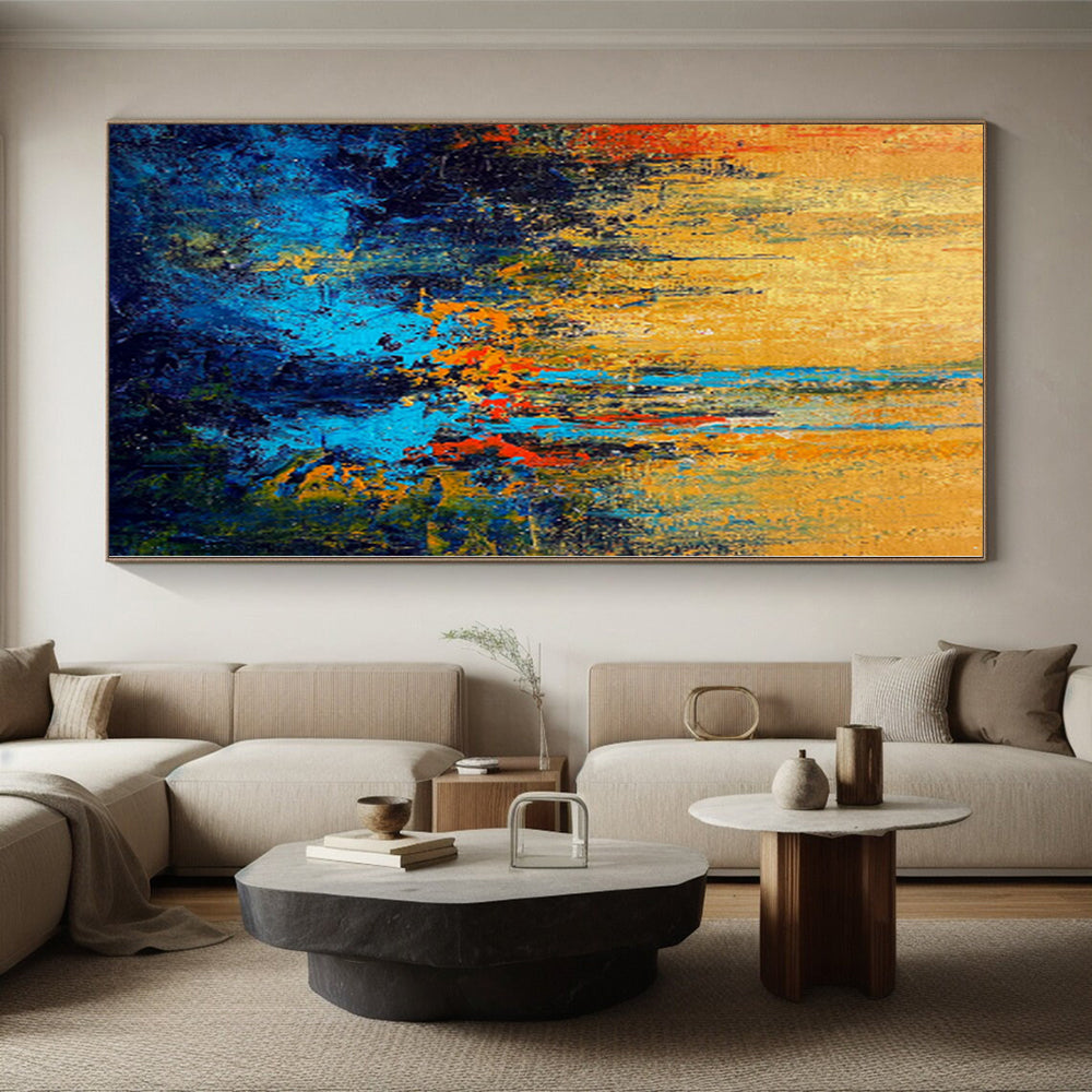 “Sunset Cityscape Abstraction” - Abstract Work with Yellow, Blue, Red, Green CT0027