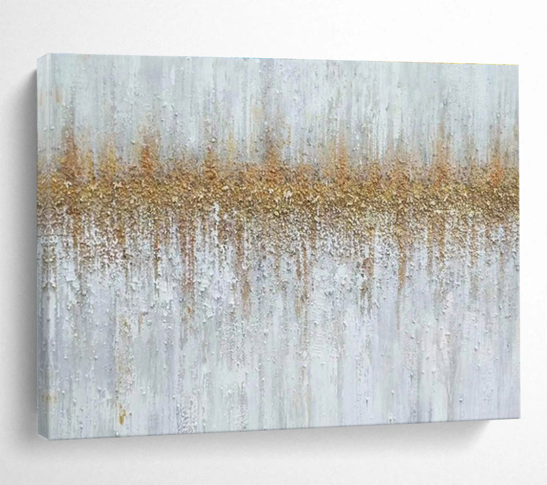 Textured Gold and White Abstract Painting On Canvas DKH302