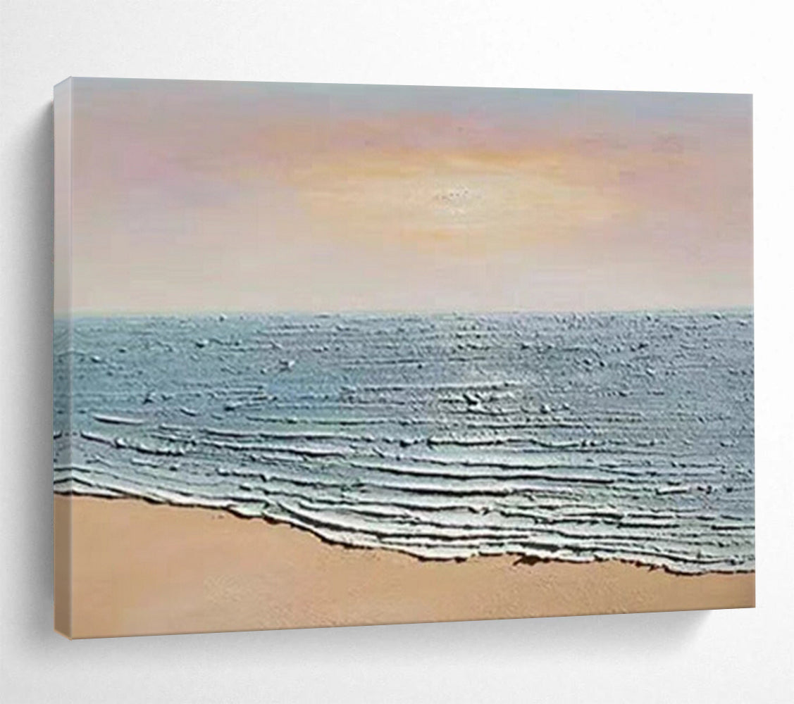 Textured Beach Waves - Impasto Seascape Painting On Canvas DLZ184