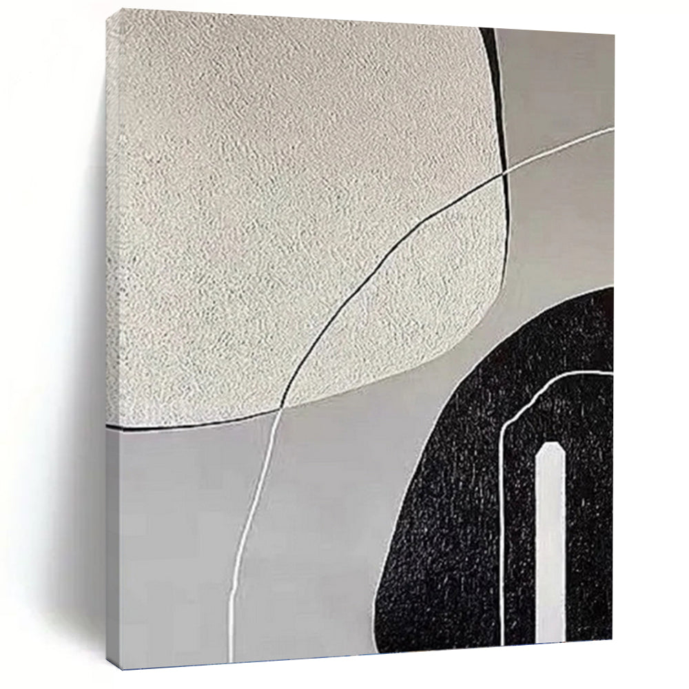 Gray Tones with Textured Shapes Painting On Canvas DKH1139