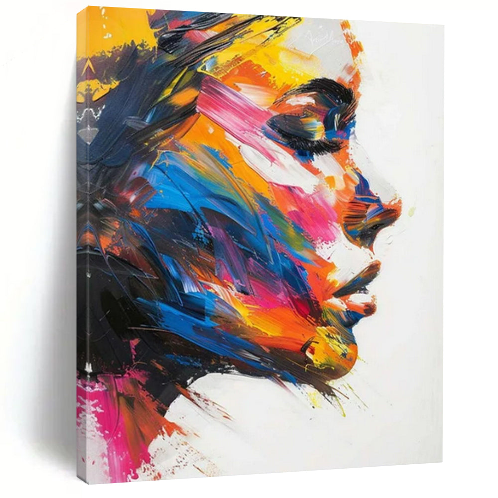 “Colorful Portrait 1” - Vivid Abstract Portrait Painting On Canvas CT2243