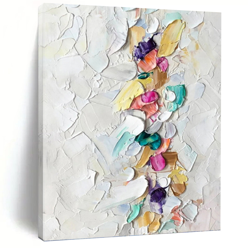“Colorful Impasto Strip” - Multicolor Textured Painting On Canvas DKH0974