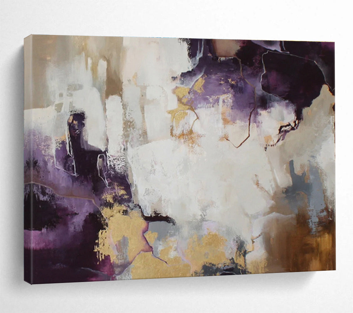 “Purple - Gold Abstract Mystery” Abstract Acrylic Painting On Canvas DKH508