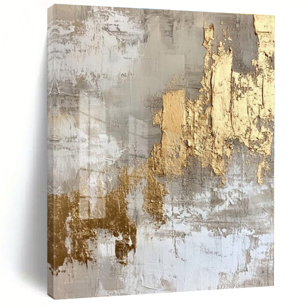 Grey - Gold Textured Abstract - Abstract Impasto Acrylic CT1275