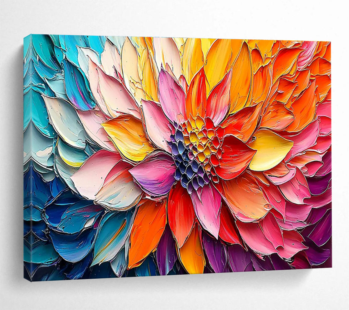“Colorful Blossom - Vivid Multicolor Flower Painting On Canvas” DKH866