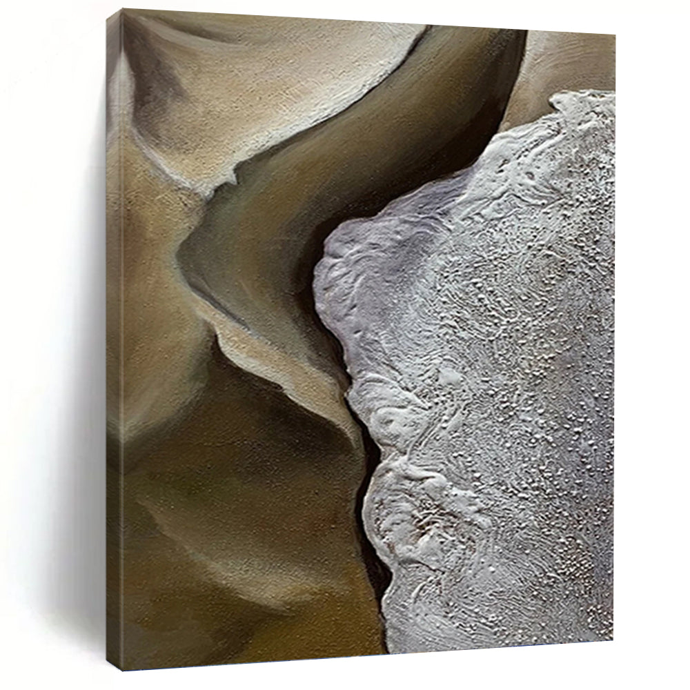 “Brown & Gray Textured Abstract Form” Painting On Canvas DKH0987