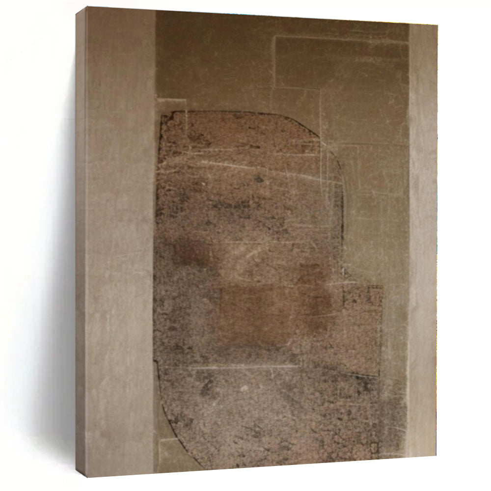 Vintage Map - Like Textures in Brown - Mixed - Media Abstract CT1286