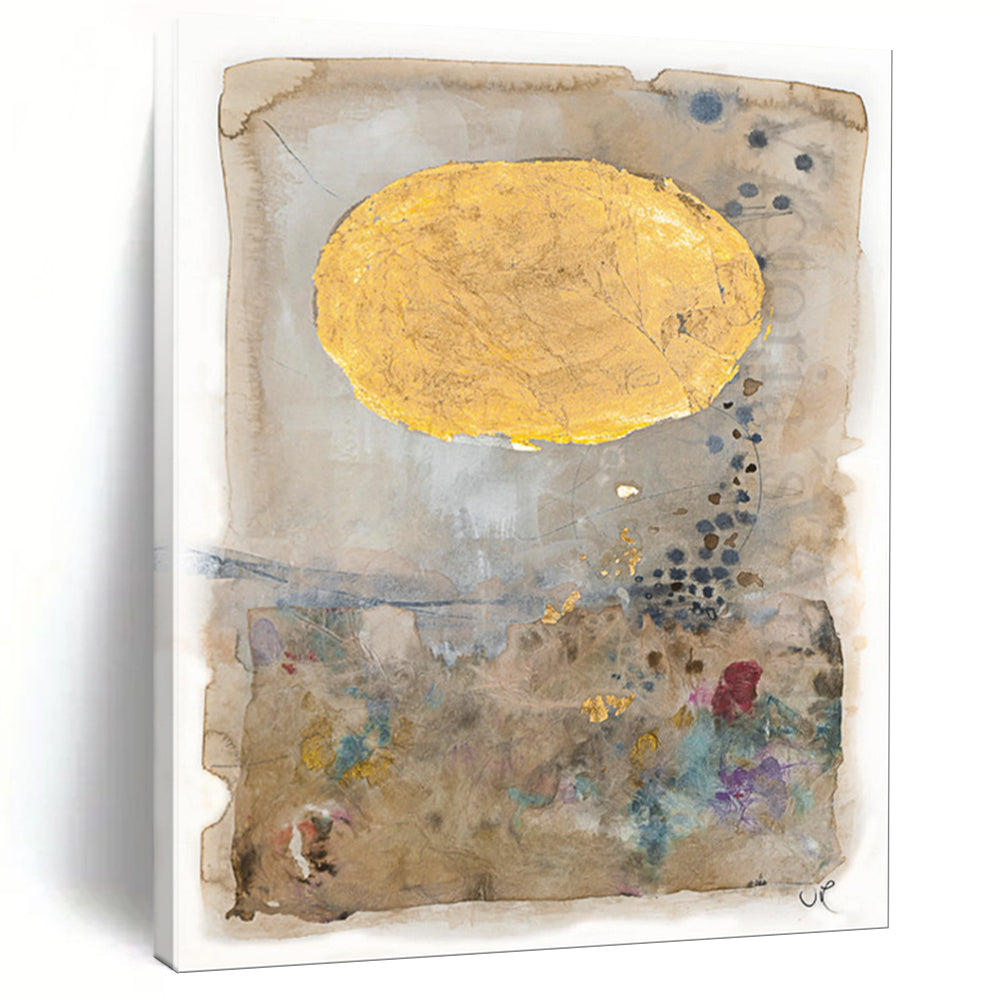 Beige, Gold, Colorful Accents - "Golden Daydream" - Mixed - media Abstract Art CT1814