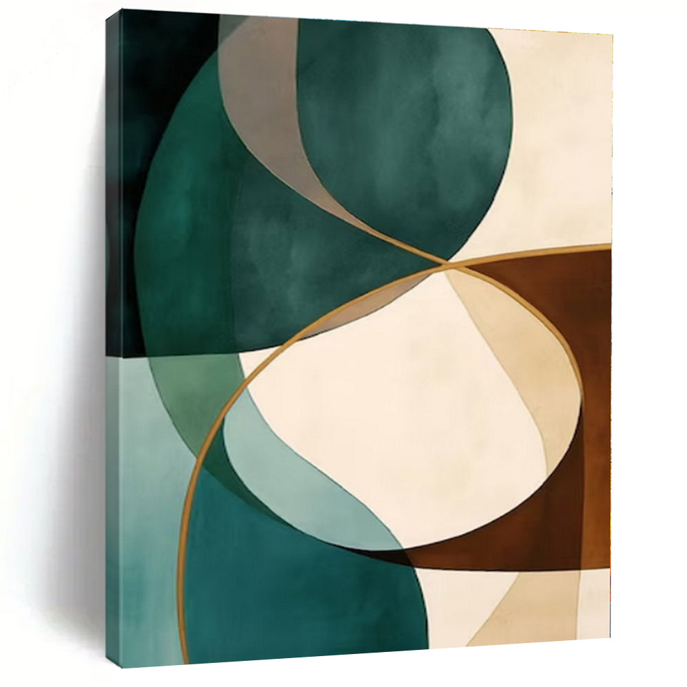 Teal & Brown Intertwined Shapes - Abstract Geometric Acrylic CT1264