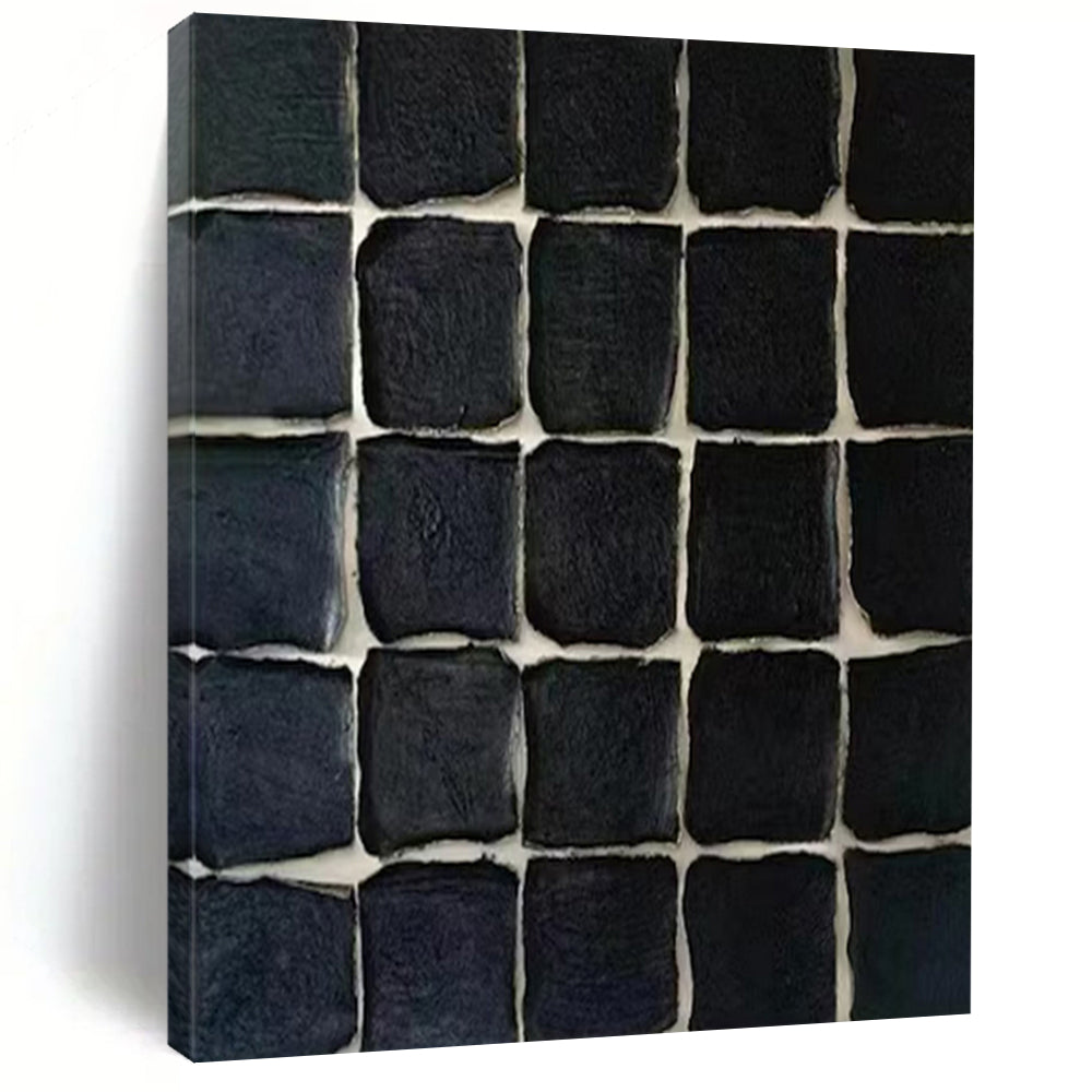 “Black Textured Tiles” – Minimalist Textured Painting CT1072