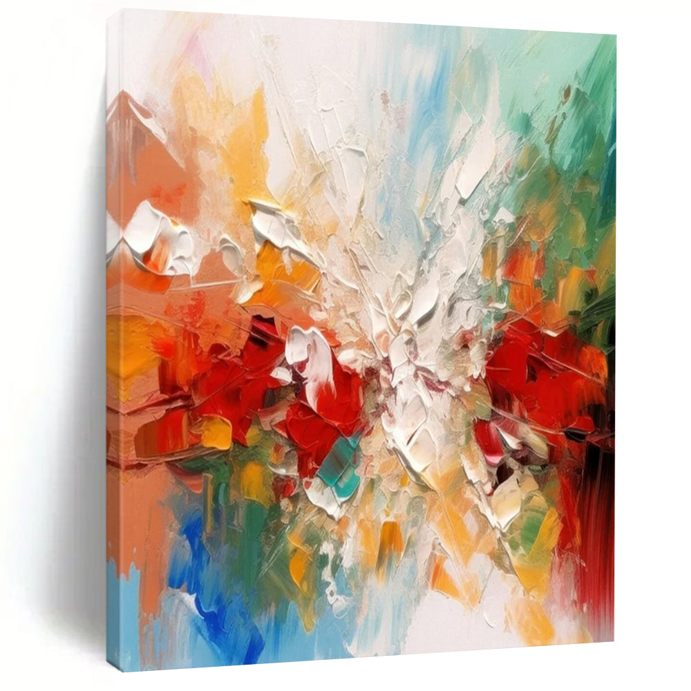 “Colorful Abstract Burst” - Impressionist Abstract Painting On Canvas DTP079