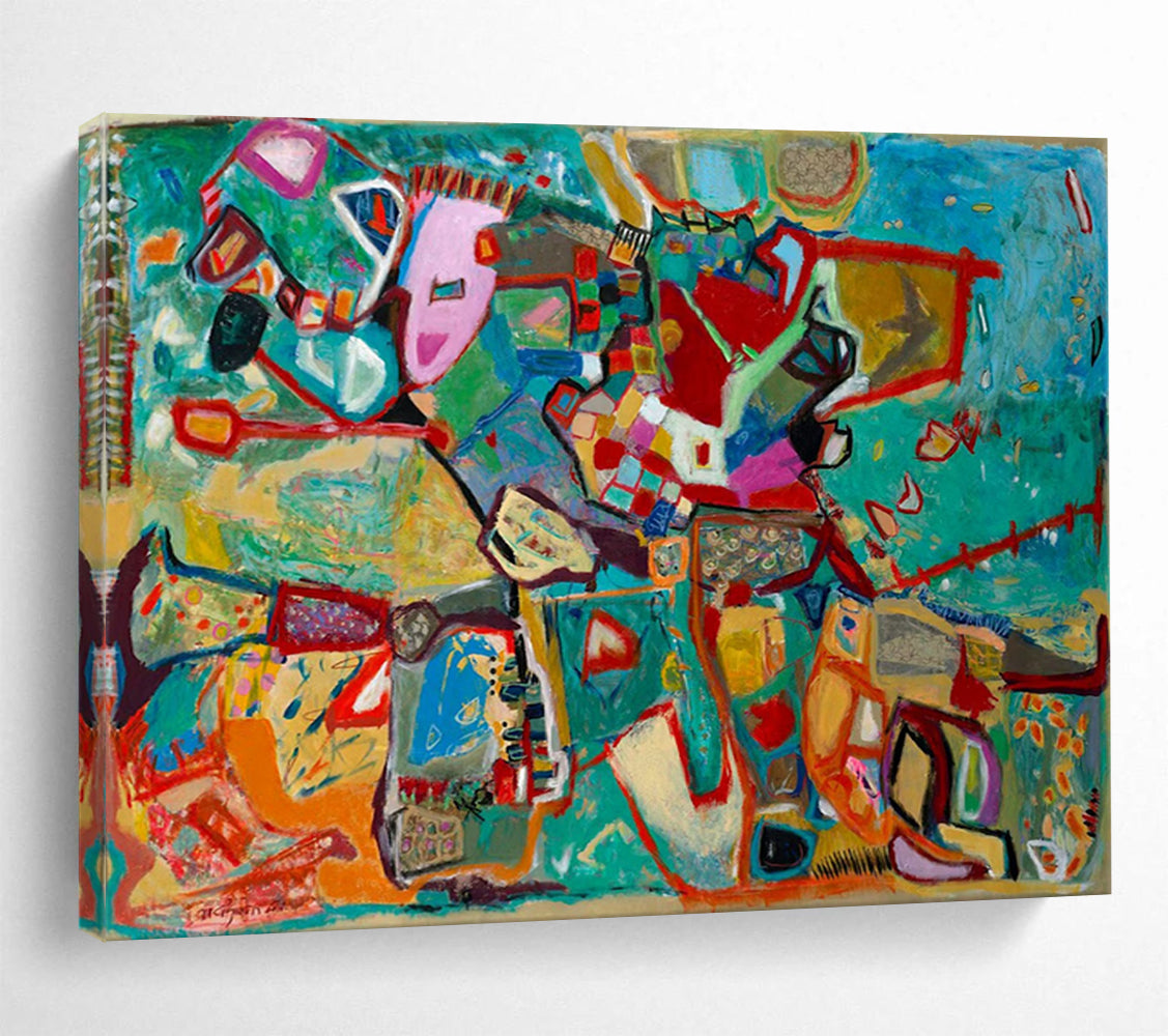 Colorful Abstract Shapes - Abstract Expressionist Painting On Canvas DLZ233