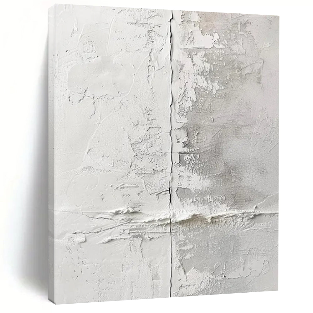 “White - Gray Textured Wall” - Minimalist Abstract Painting On Canvas DTP066