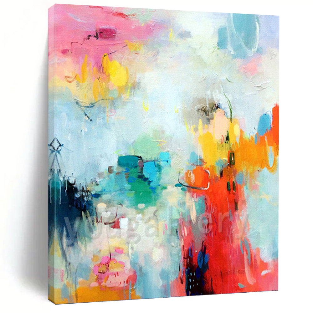 “Pastel Color Burst Abstraction” - Cheerful Abstract Painting On Canvas DKH1065