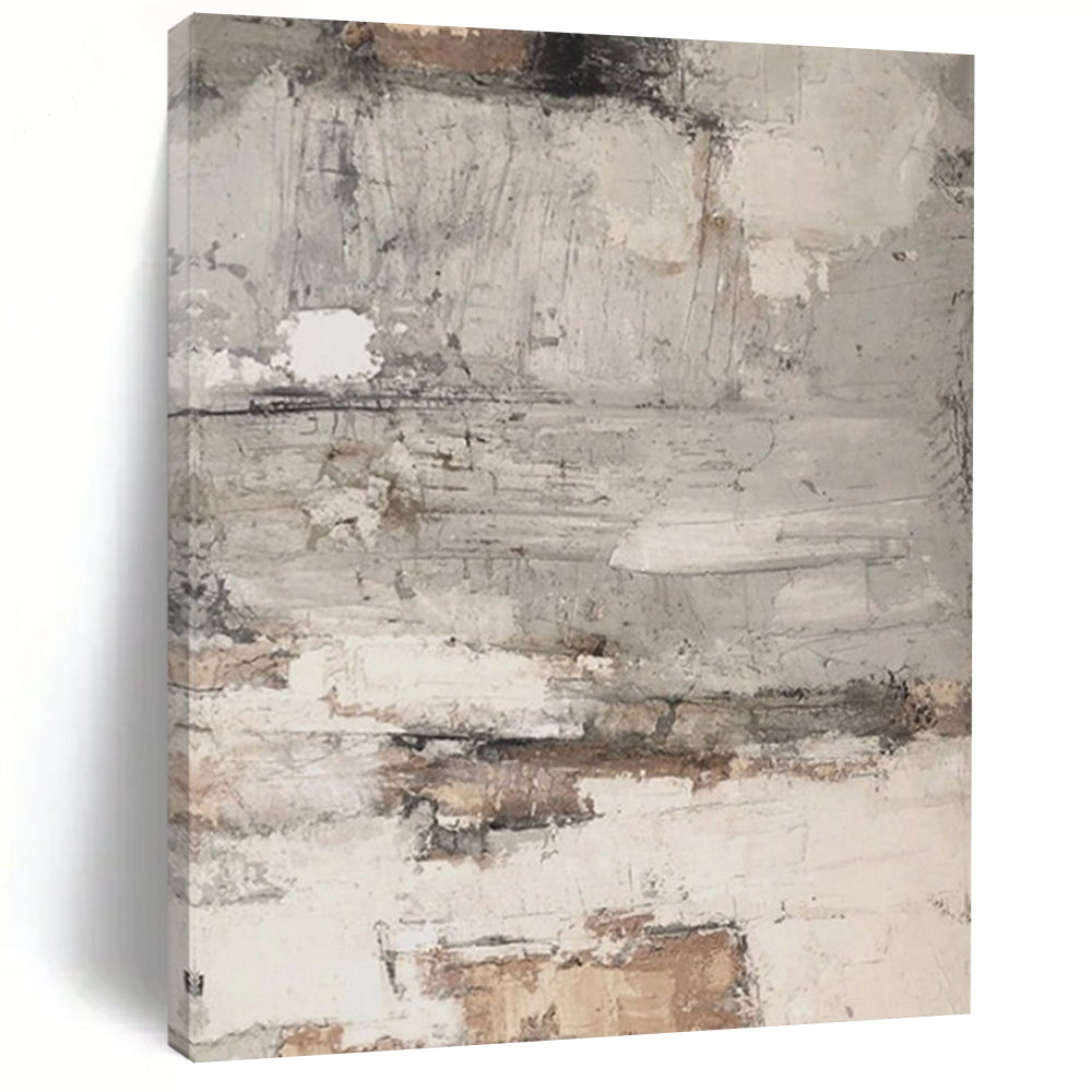 “Gray - White & Brown Fragmented Textures” – Abstract Fragmented Art CT0972