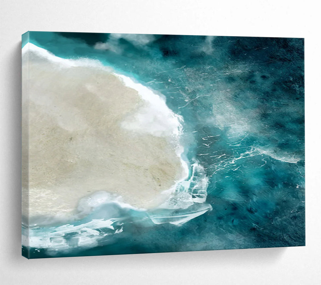 “Aerial Blue Ocean and Island” Photorealistic - inspired Oil Painting On Canvas DLZ125