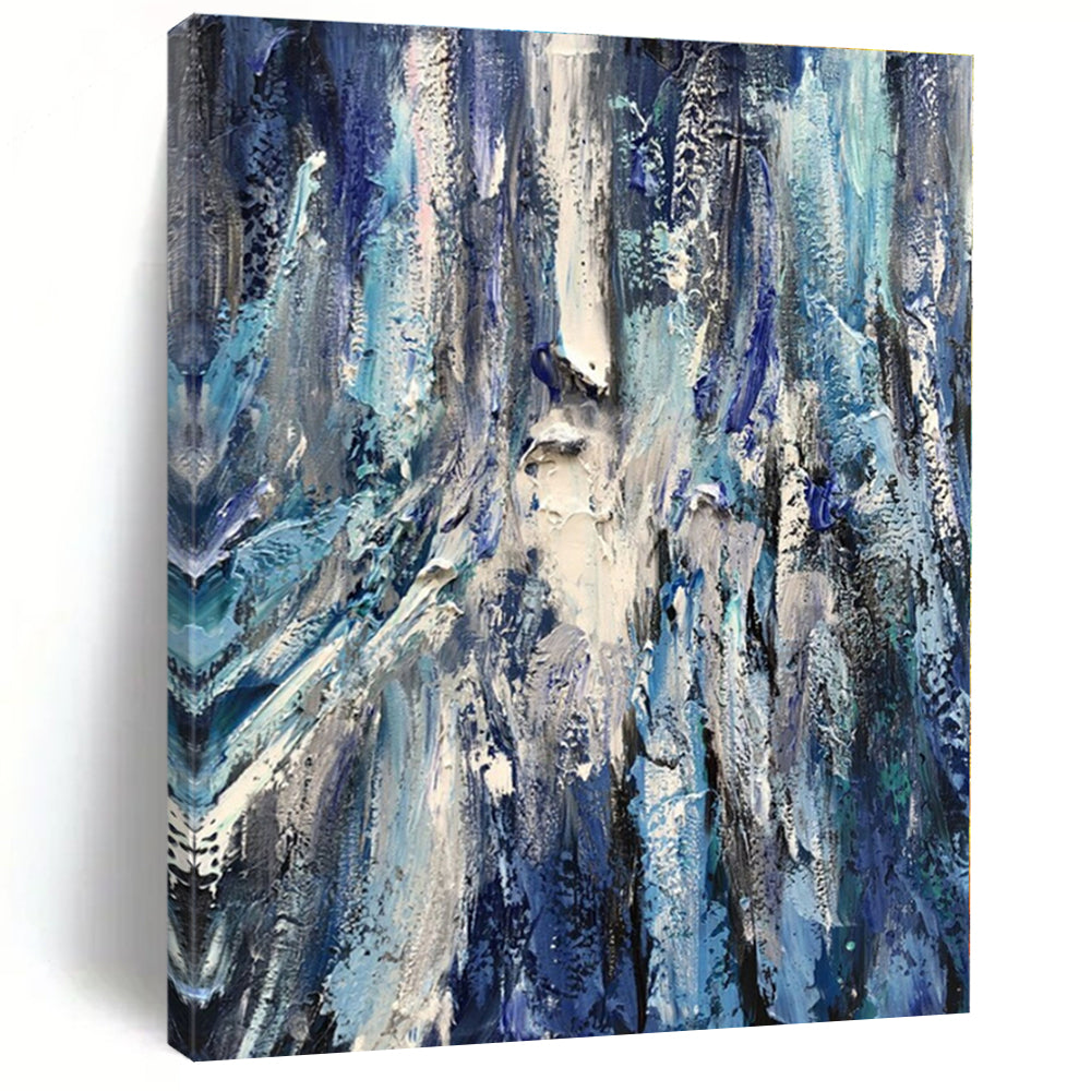 Deep Blue Textured Abstraction - Impasto Abstract Acrylic On Canvas CT1350