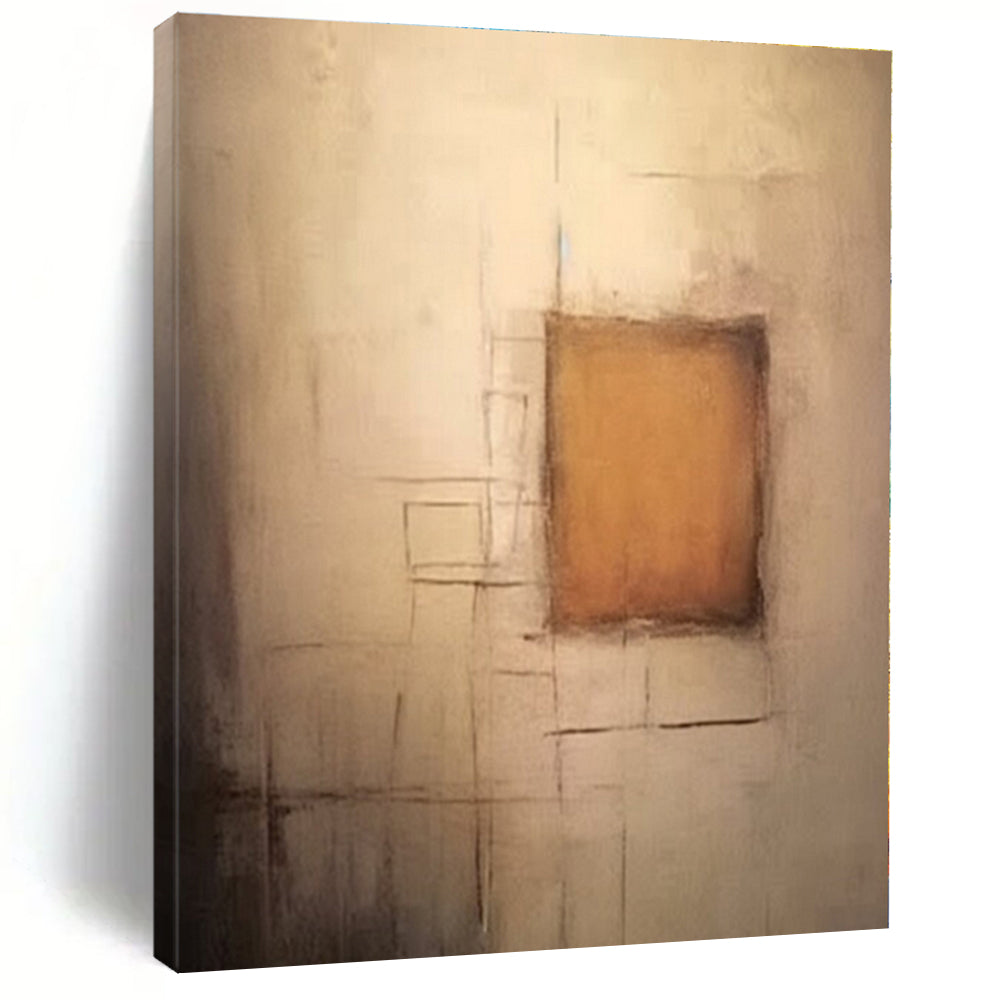 Beige, Brown & Grey Geometry - Abstract Geometric Oil On Canvas CT1300