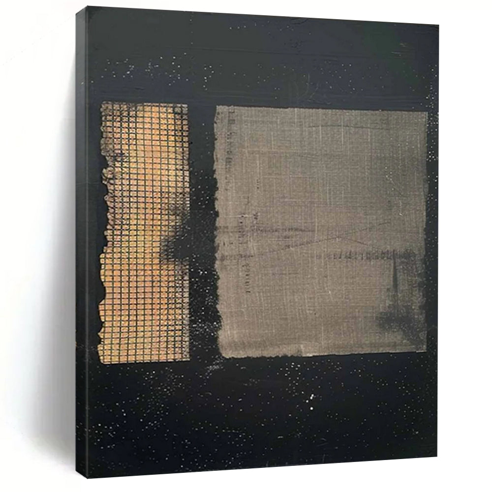 “Black - Gold - Gray Textured Abstract” - Black, Gold, Gray Mixed - Media Abstract Painting On Canvas DTP307